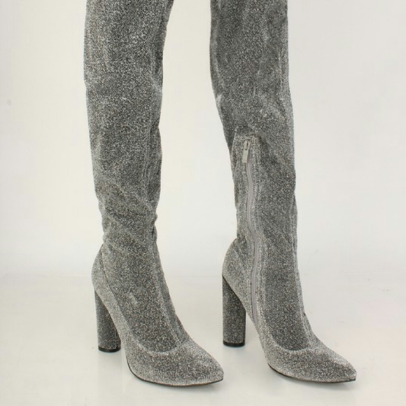 ✨Shiny Silver Thigh High Boots✨ - Picture 5 of 8